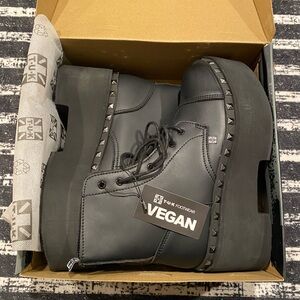 T.U.K Black Studded Platform Boots